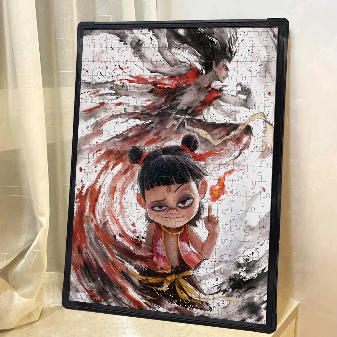 哪吒魔童闹海木质拼图益智解压含框敖丙拼图玩具送人生日哪吒拼图