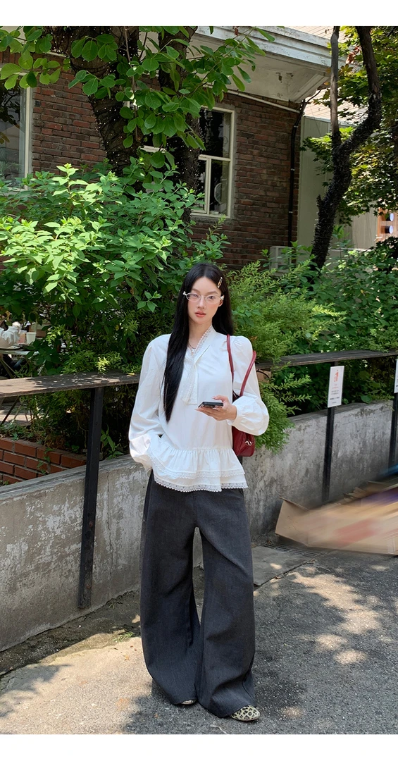 100%棉白色衬衫女早秋女装2025新款小衫法式上衣蕾丝宽松小众衬衣