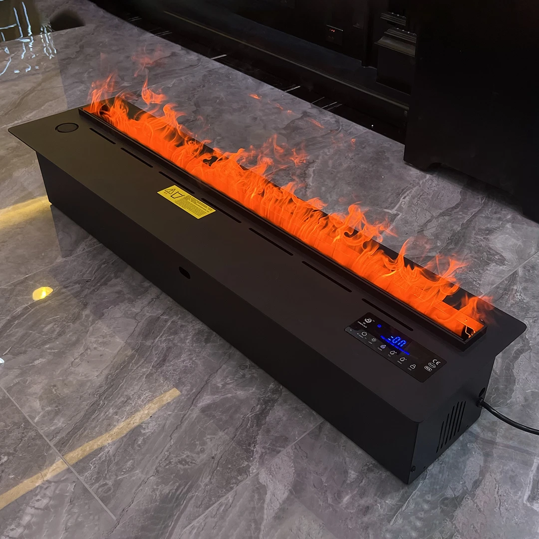 AI智能语音全自动3D雾化壁炉多色可变氛围灯全不锈钢机身源头工厂