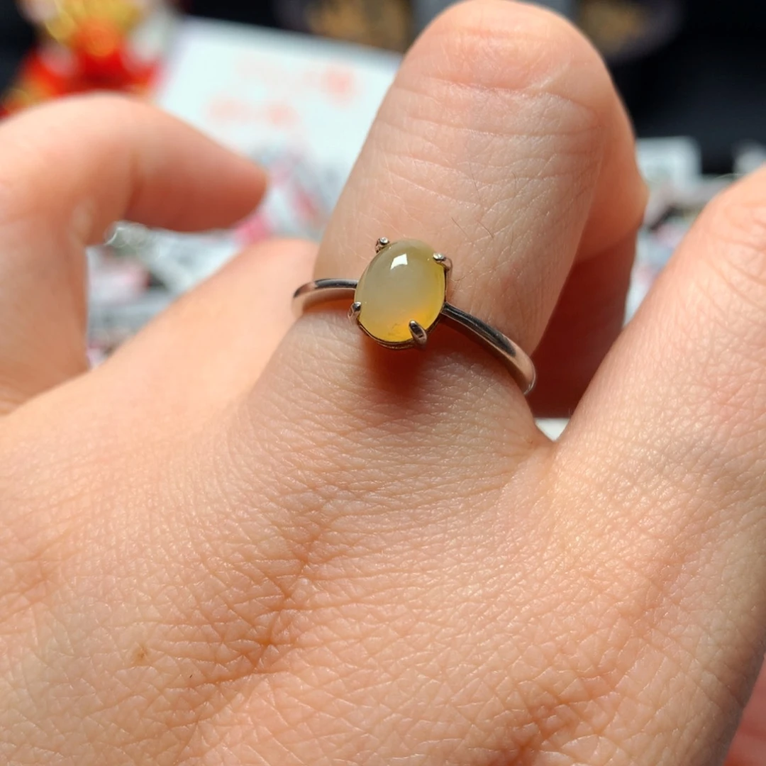 翡翠戒指银S925镶嵌戒指