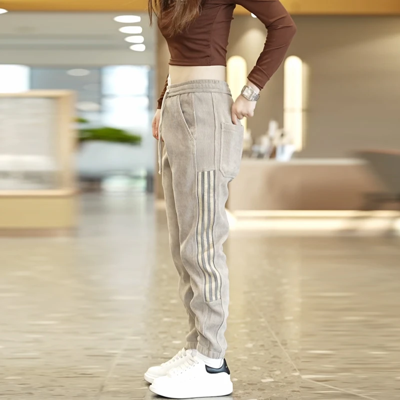 秋冬季新款针织卫裤博奥绒休闲裤加厚男秋冬裤子潮流【有加绒】