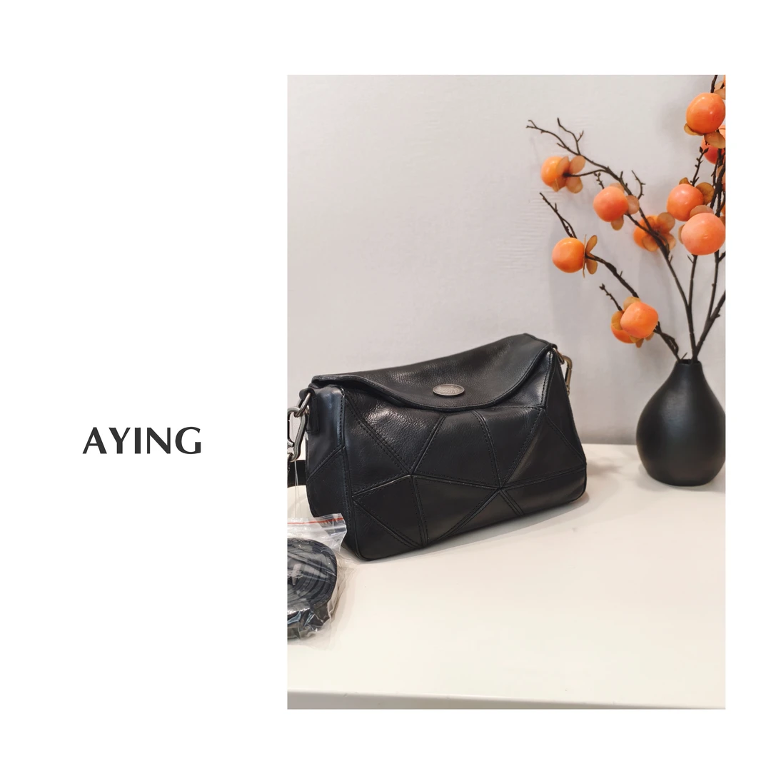 AYING   女士    拼接牛皮质感单肩斜挎包
