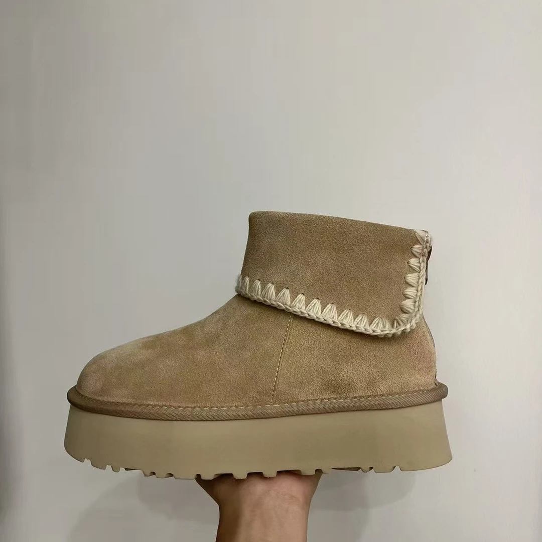 手工编织毛线雪地靴