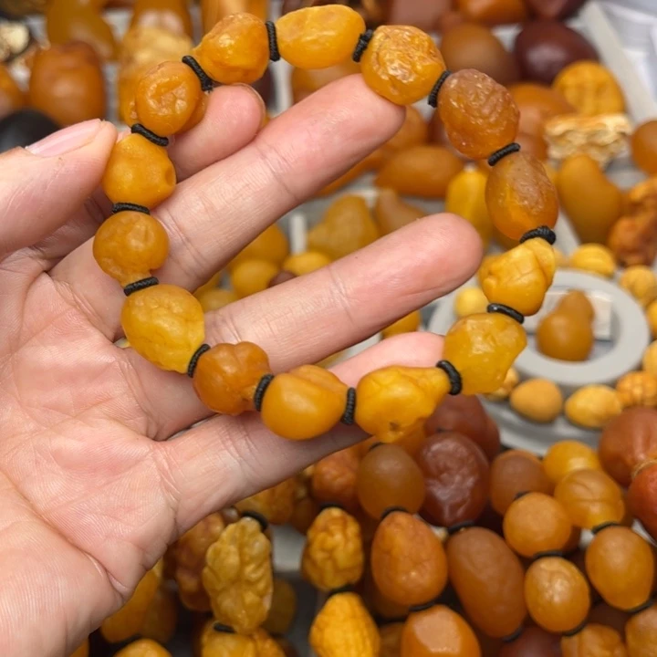 琥珀未镶嵌裸石天然蜜蜡手串