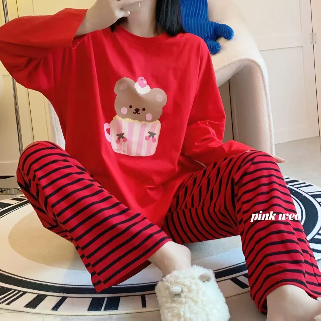 pink weo青年印花棉休闲家居服套装1027-32-39/奥维