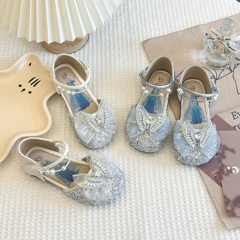 女童水晶鞋公主鞋水钻鞋闪亮鞋儿童鞋子小女孩爱莎公主鞋软底新款