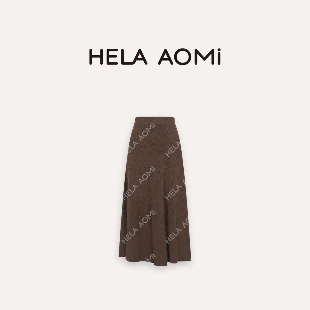 HELA AOMI “全羊毛半裙”A字伞摆裙松紧腰提花半身裙CY5CM71559