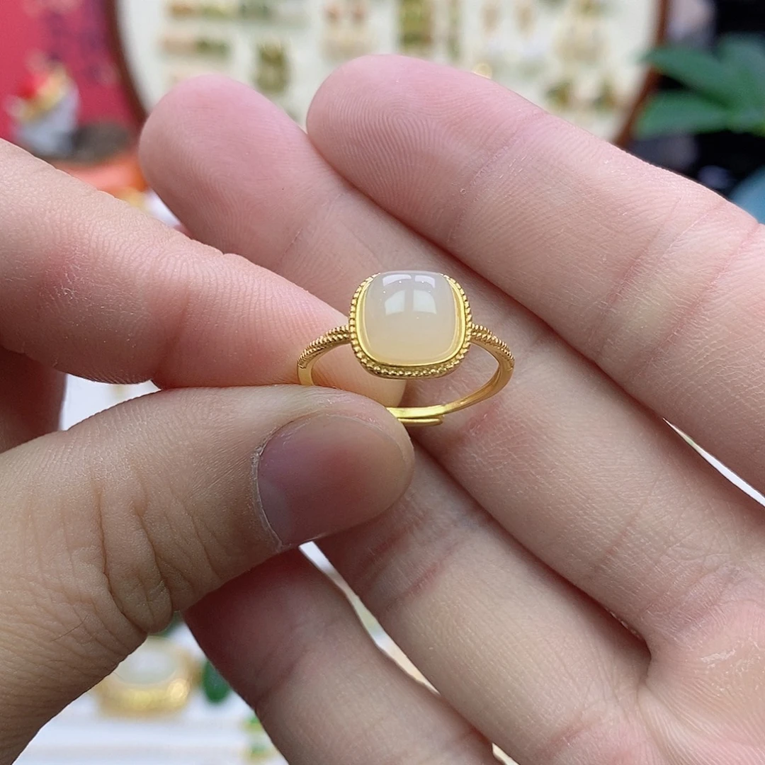 和田玉银S925镶嵌戒指
