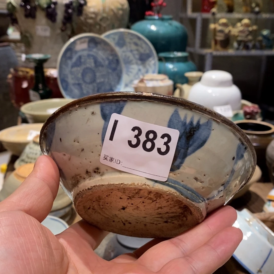 盖碗人**明383青花壶承碗一个