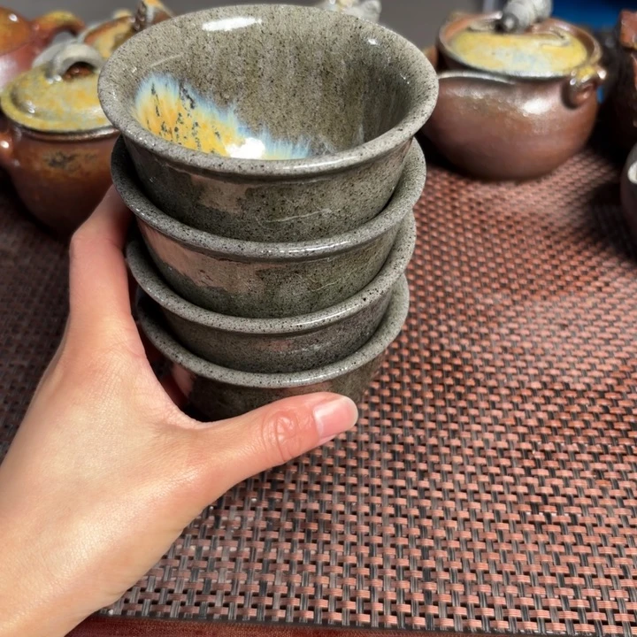 紫砂茶杯长*弓四个将军