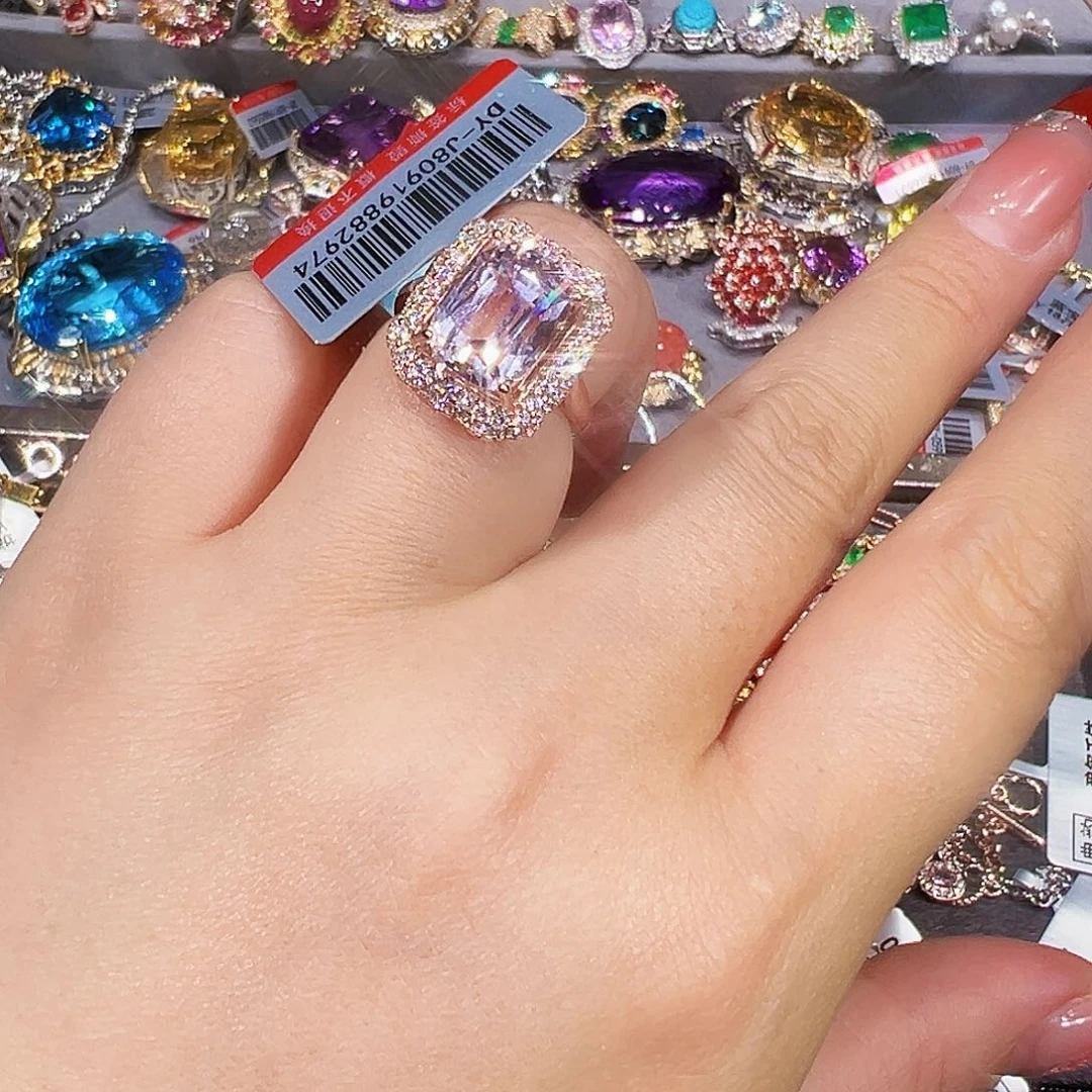 银S925镶嵌锂辉石戒指