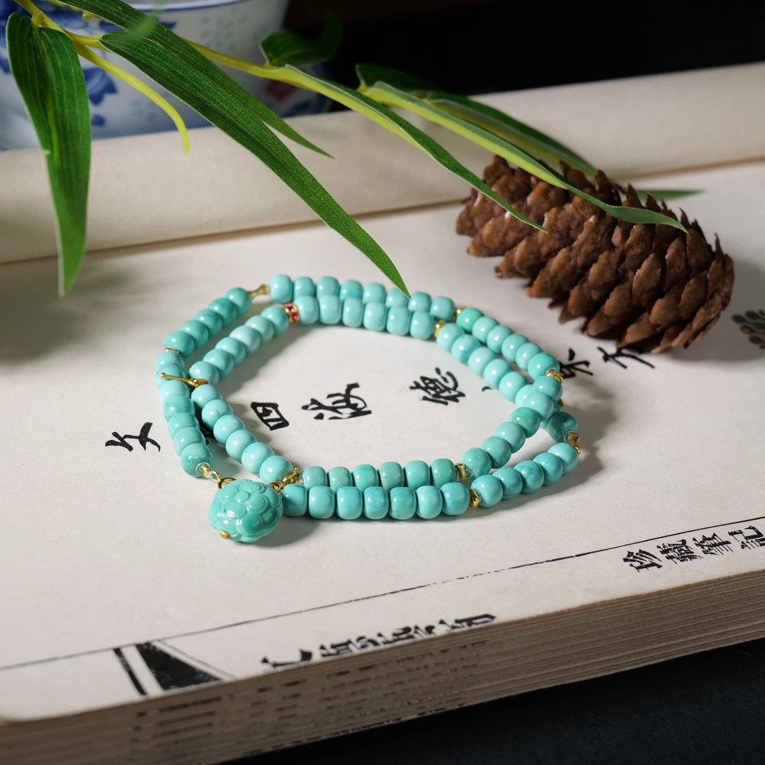 【世间臻宝】18K绿松石DIY项链/Q1672/5mm/多样性发一件/40cm/2