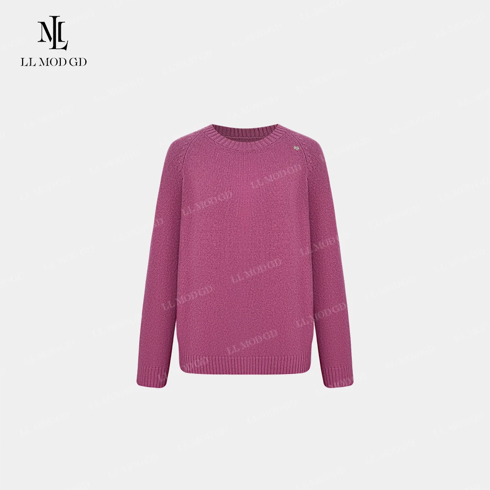 云纱绒织 慵懒宽松绵羊毛长袖针织高级感休闲百搭上衣YLXR-262955