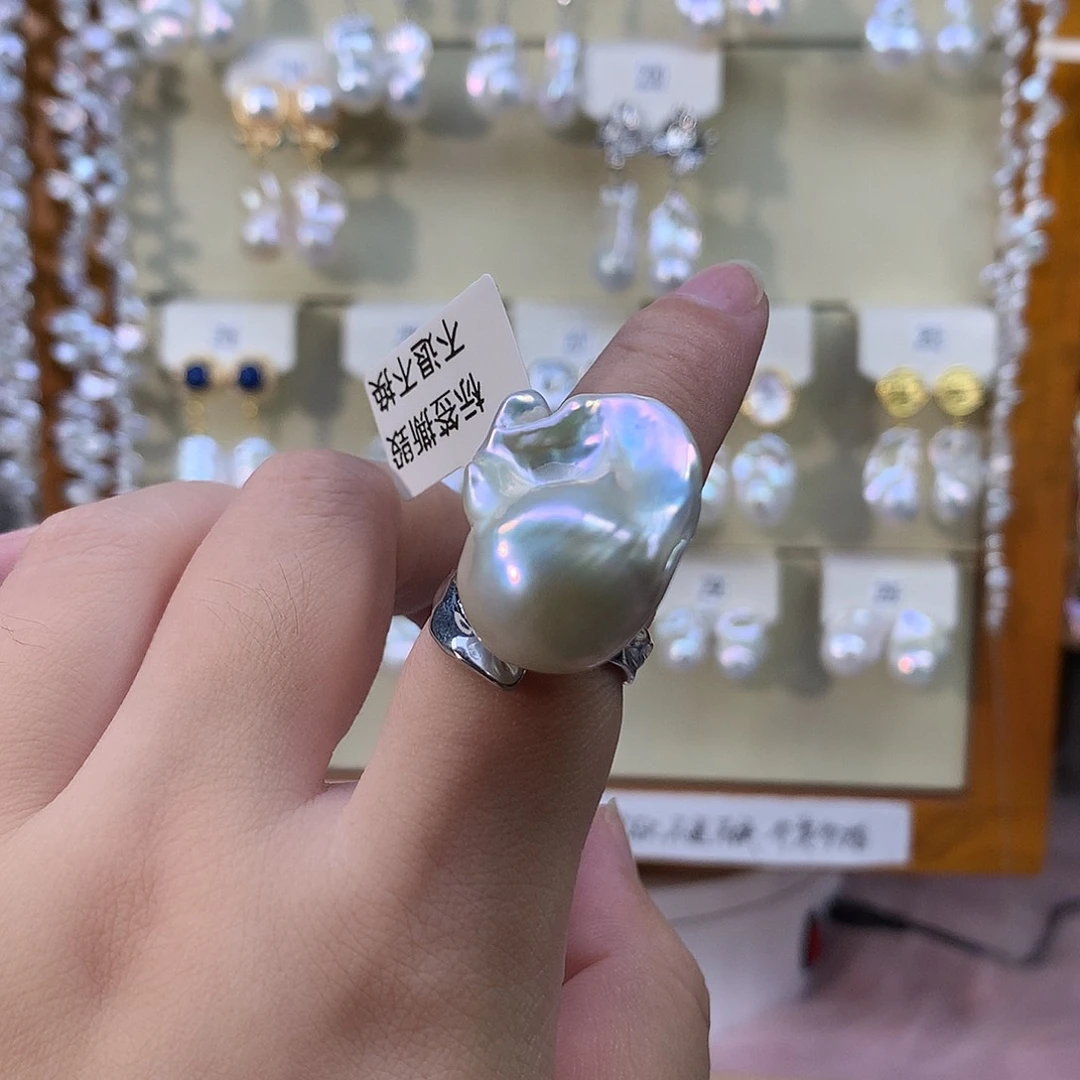 清***文合金耳饰淡水珍珠特价戒指327