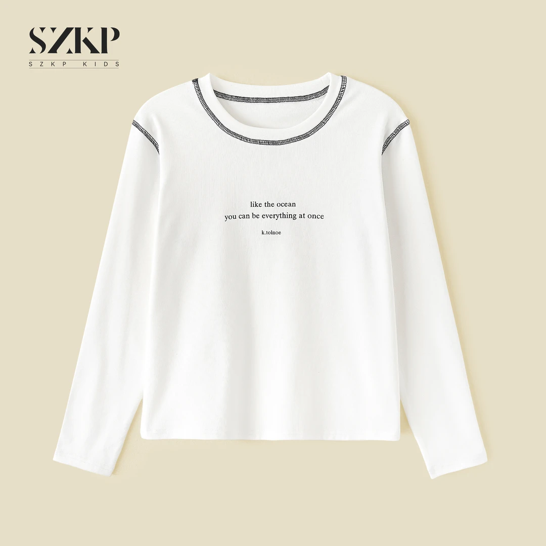 SZKP秋季新款女童装长袖T恤中大童休闲百搭儿童打底衫BGYQ553032