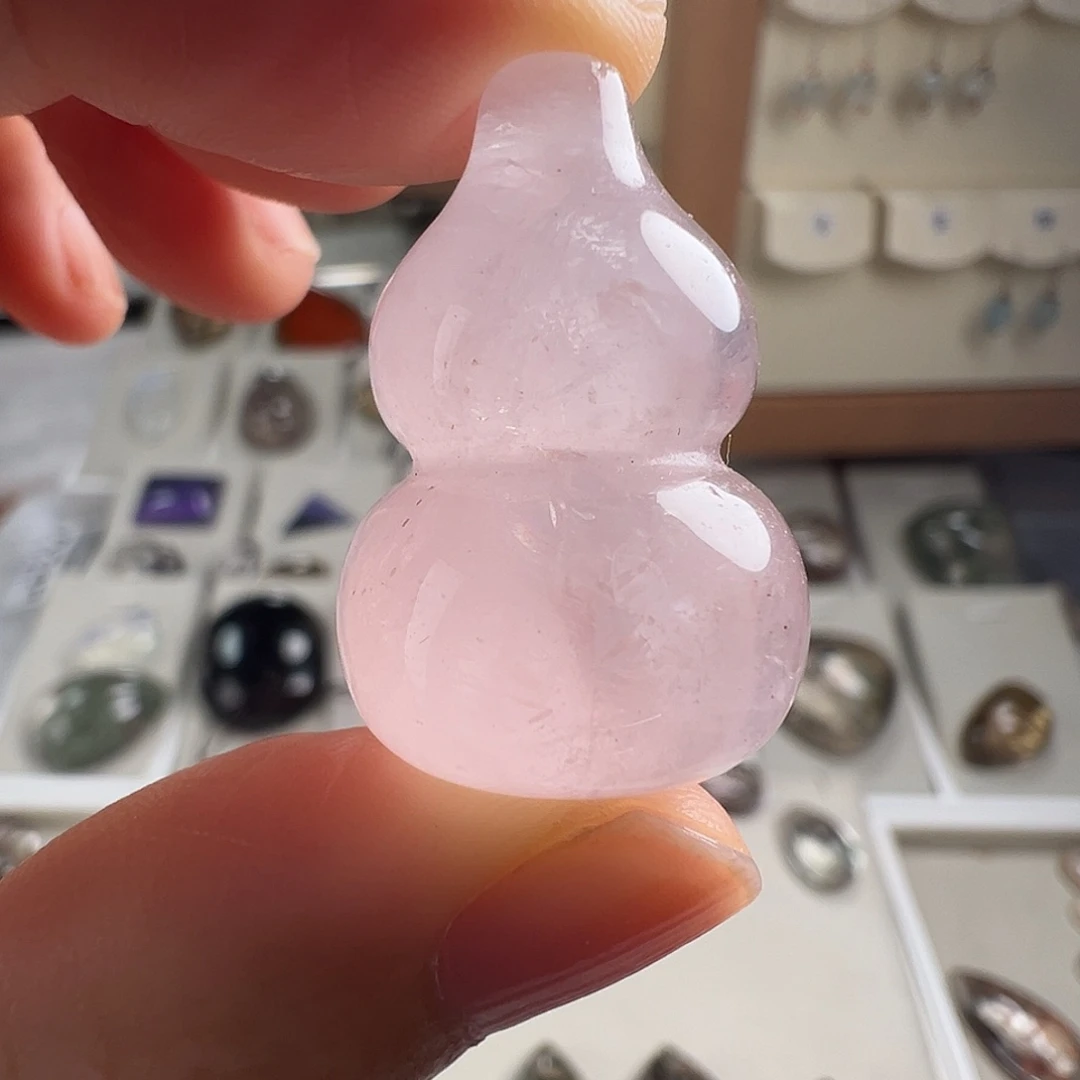 银S925镶嵌芙蓉石颈饰天然粉晶葫芦