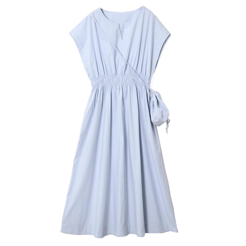 棉叙【清仓】全棉收腰连衣裙女夏季设计感小众中长款大摆裙15852