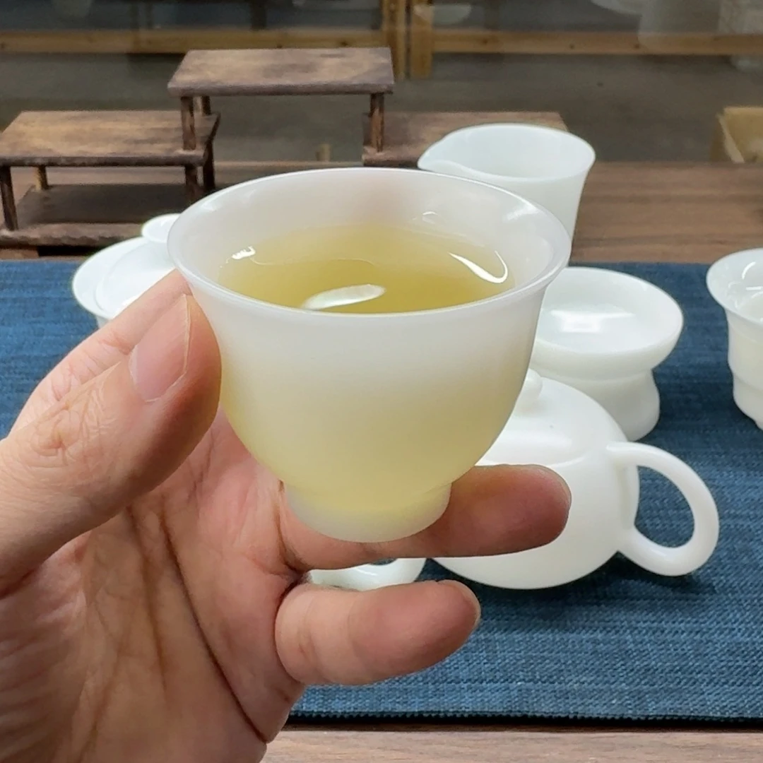 素烧璞玉冰种玉瓷茶具
