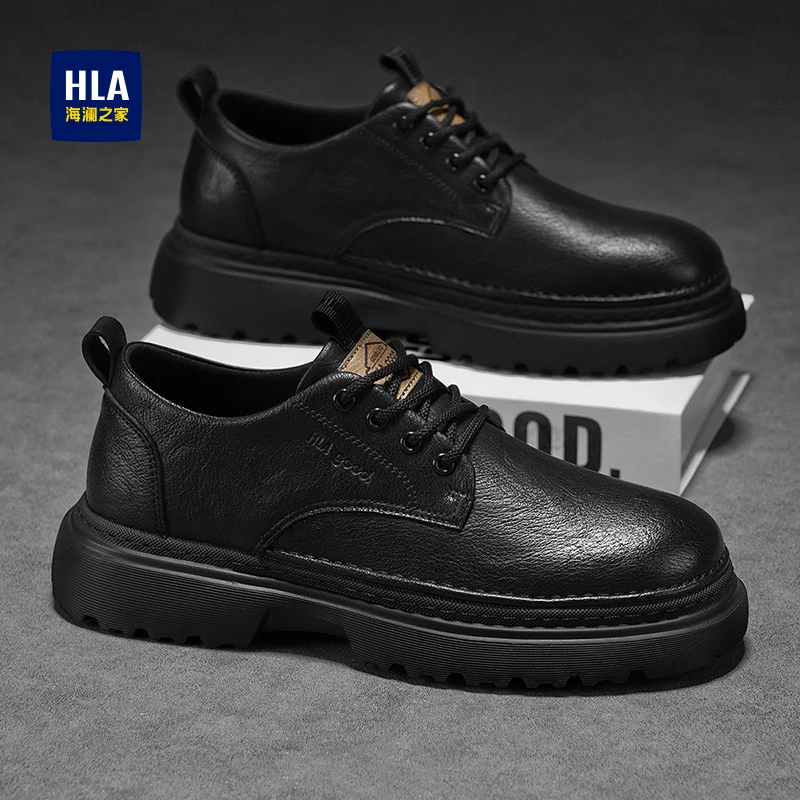 HLA/海澜之家男鞋秋新款男士休闲皮鞋英伦风低帮马丁靴复古工装鞋