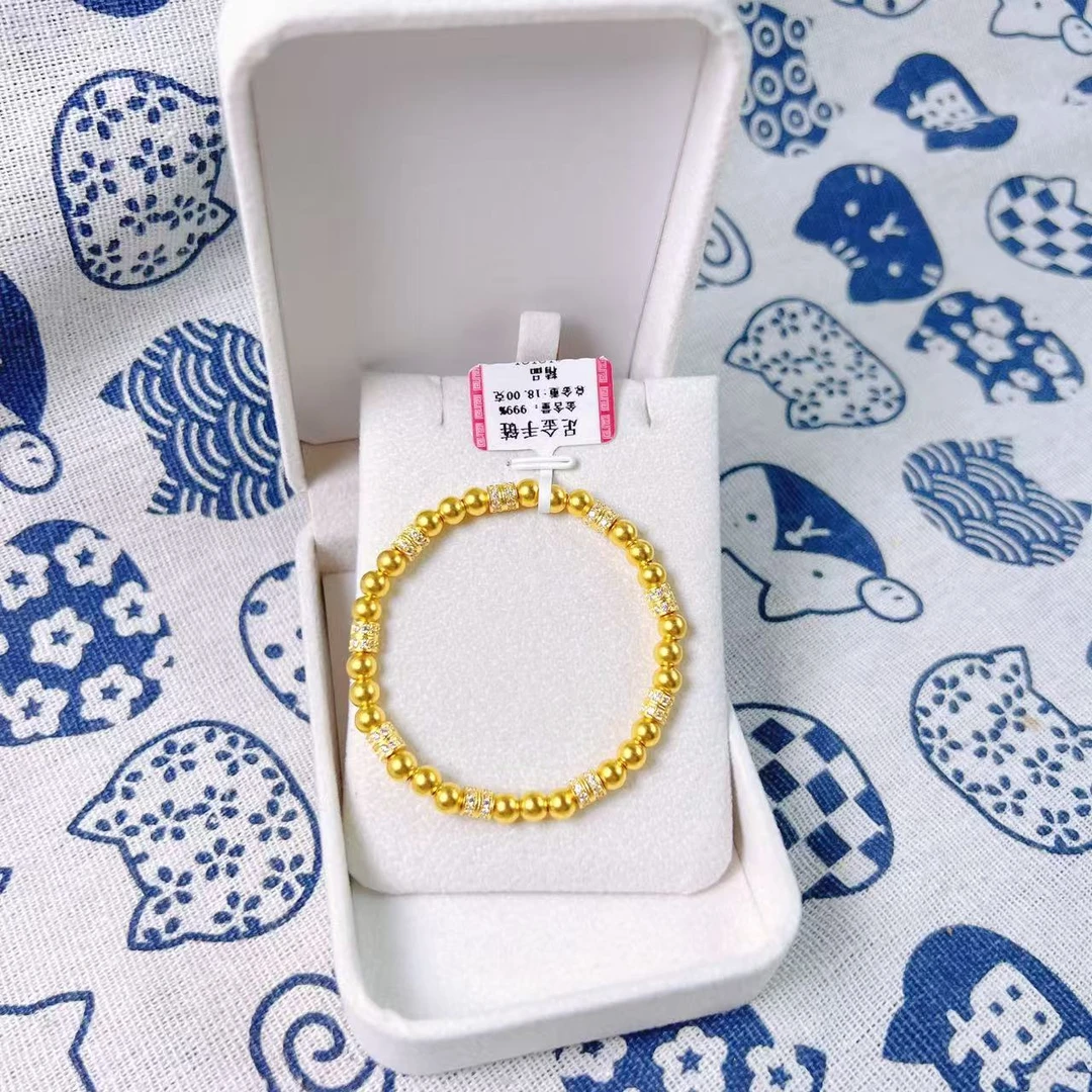 金御缘珠宝工费足金999点钻小蛮腰路路通手串时尚百搭精致简约