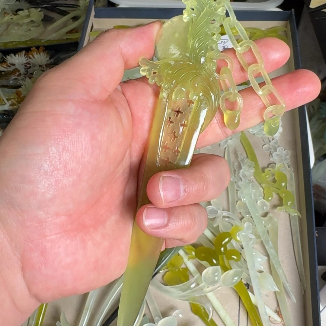 岫玉发饰未镶嵌明君玉簪就是好看