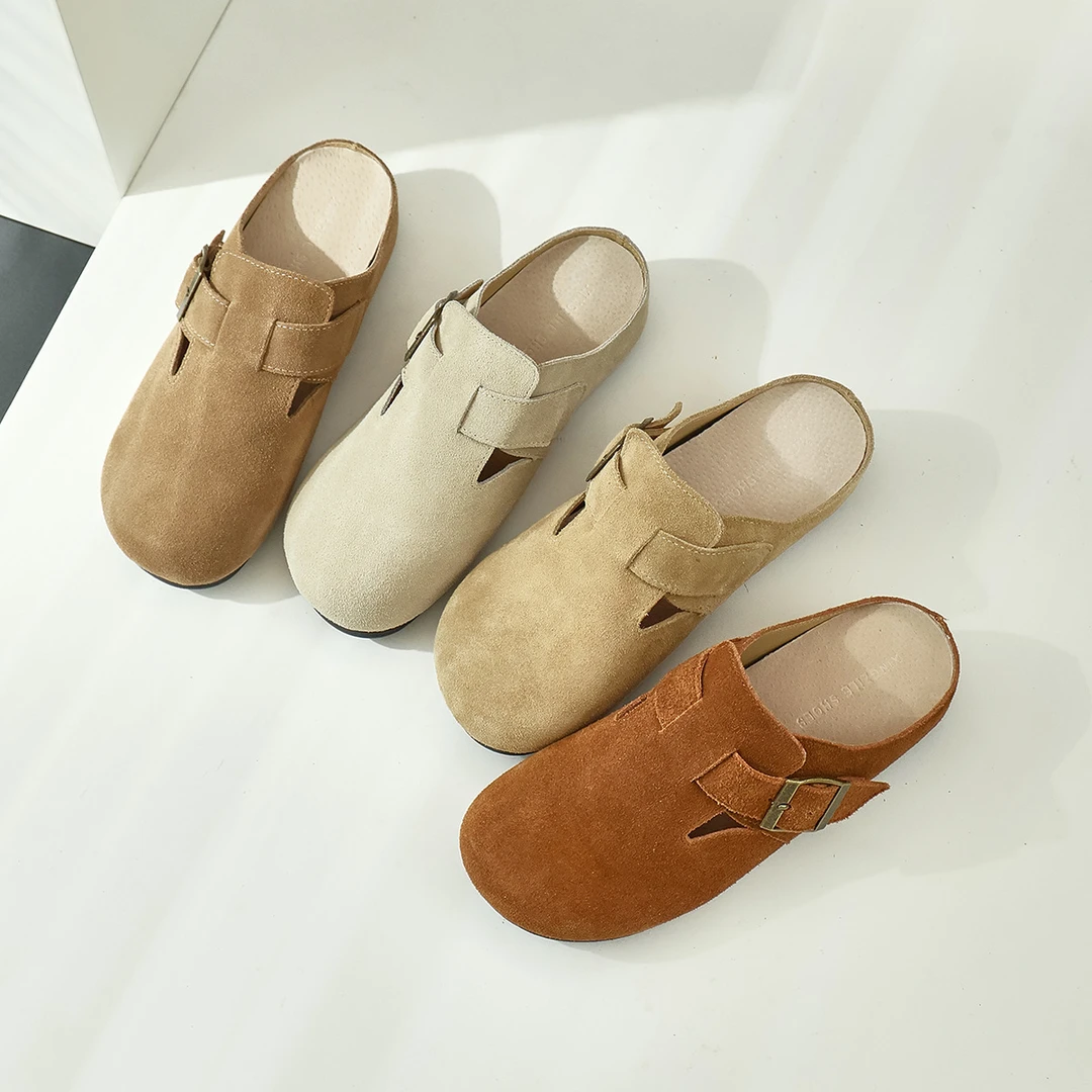 【经典BK】勃肯鞋内增高包头半拖软底软面舒适女复古日系真皮博肯鞋