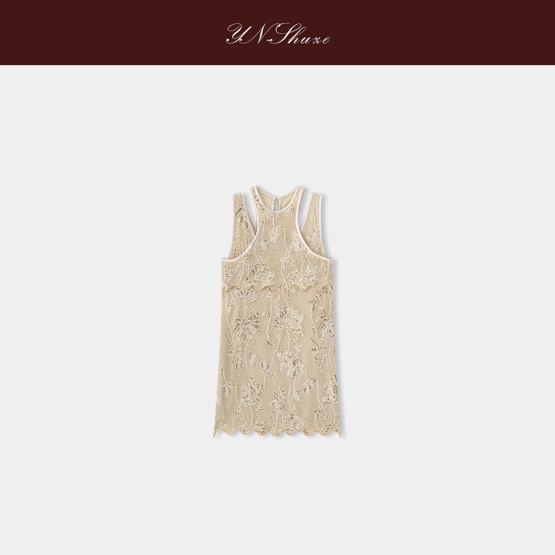 YN-SHUZE【黄昏】设计师镂空高级两件套连衣裙SZ-YNC-2025909