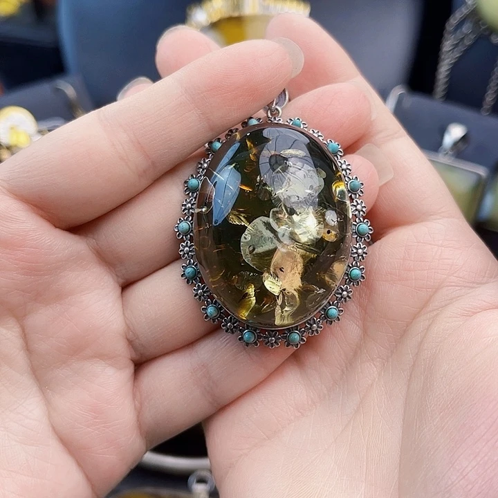 琥珀银S925镶嵌裸石