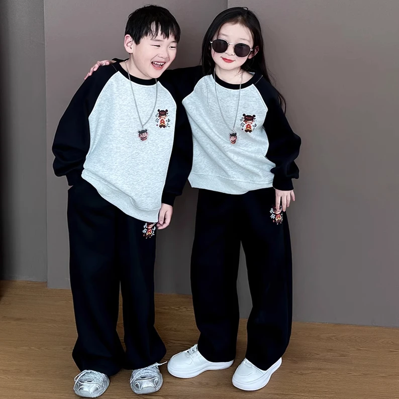 女童休闲卫衣套装2025女孩春秋装洋气时髦儿童款运动束脚裤两件套