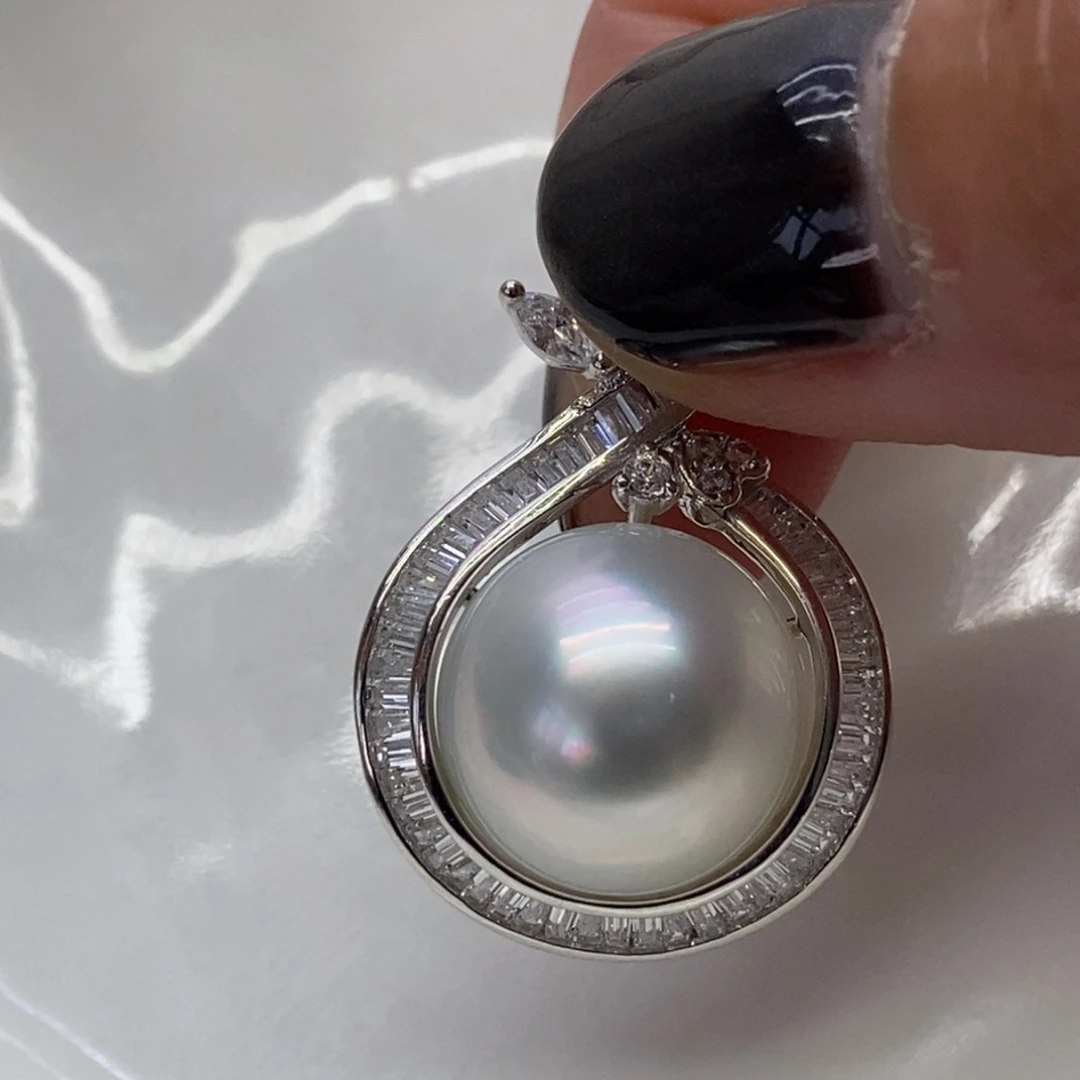 海水珍珠银S925镶嵌吊坠(不含链)