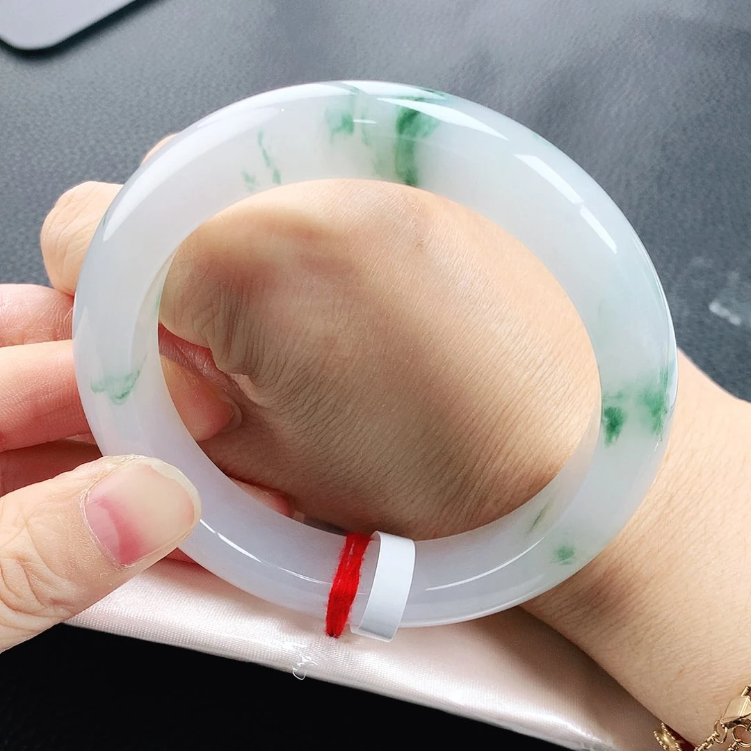 未镶嵌手镯翡翠61冰胶绿花