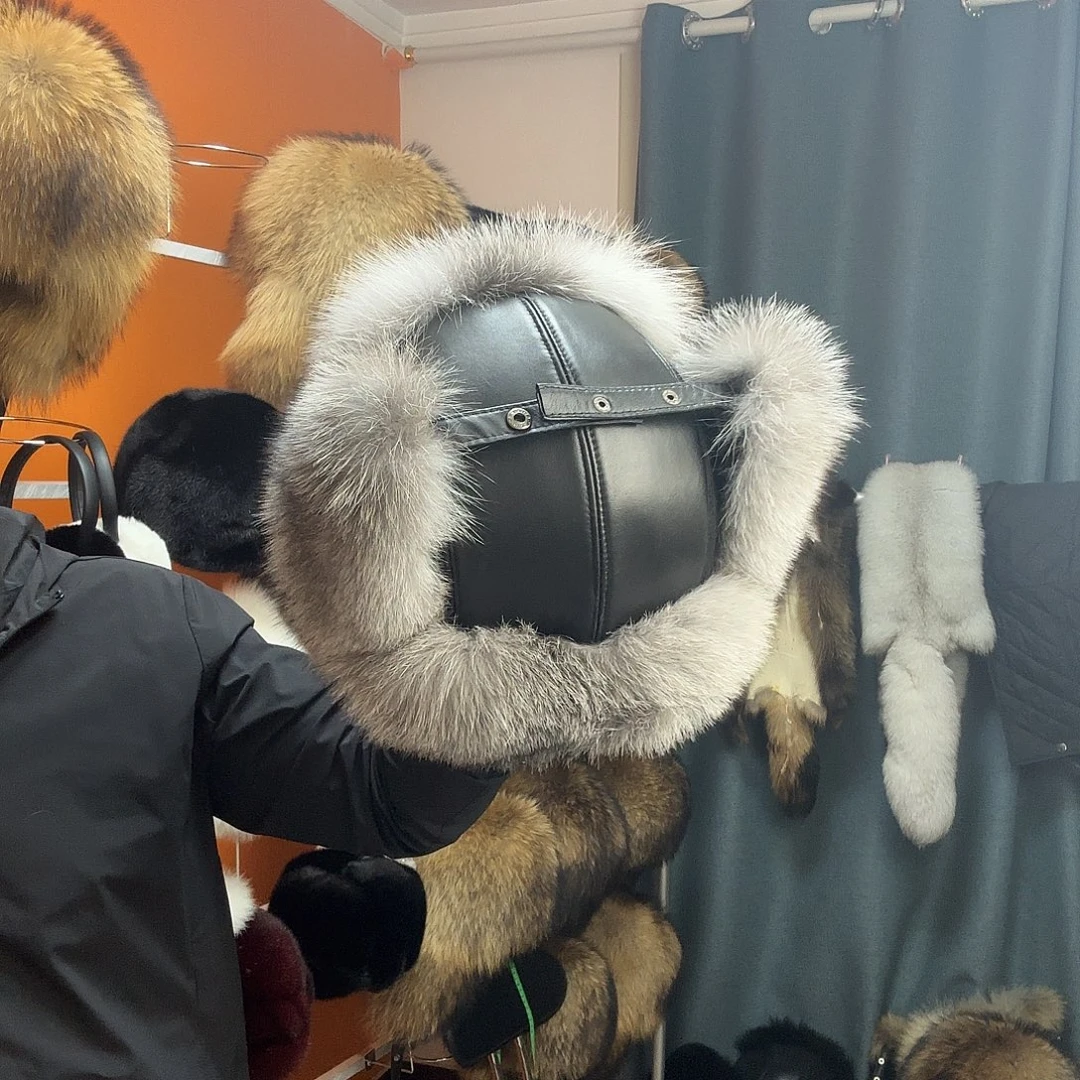 狐狸毛银蓝狐雷锋帽子