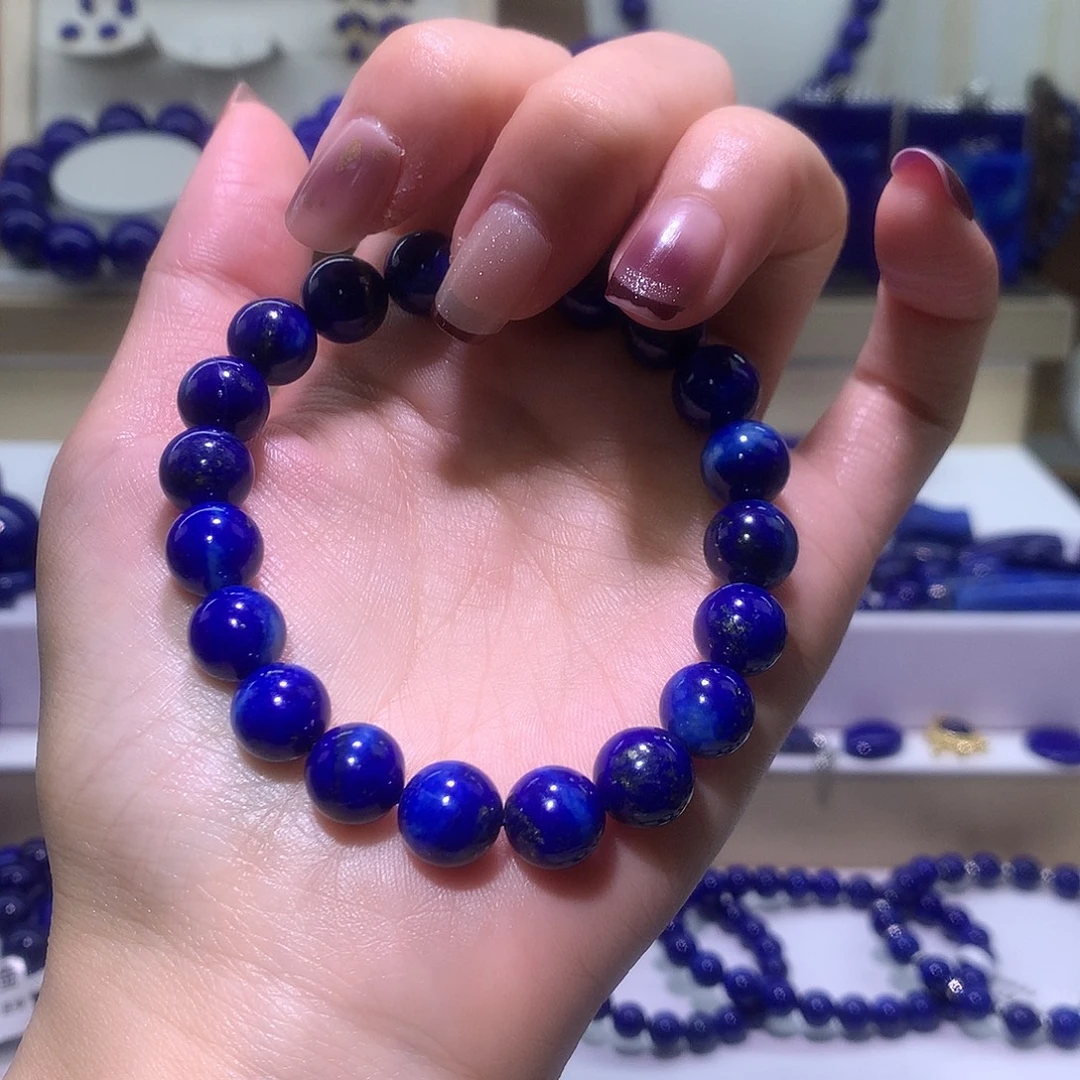 青金石未镶嵌天然原矿圆珠手串10m +