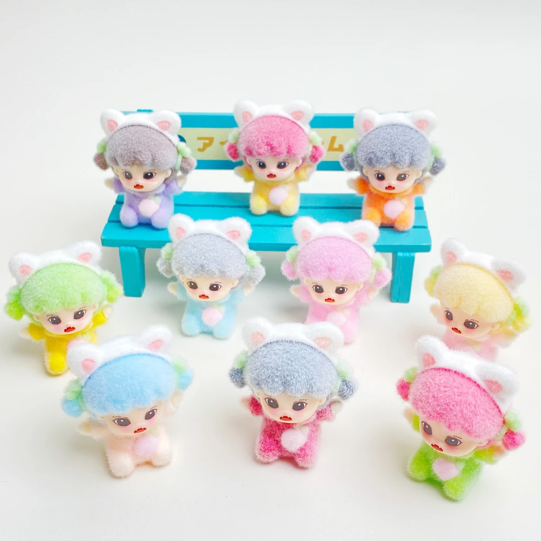 【双许愿+对对碰】植绒桃子妹妹创意diy可爱家居饰品车载摆件对对碰