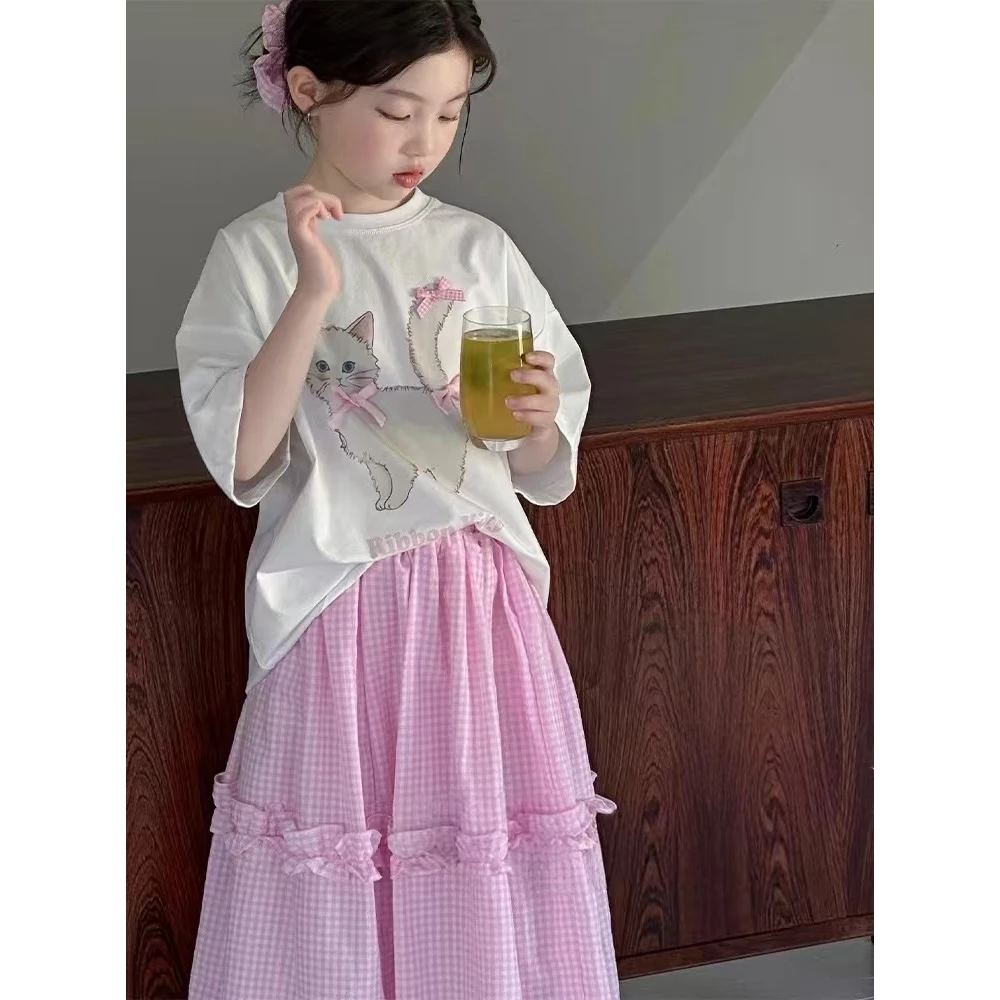 【断码清货】2025夏可爱立体蝴蝶结猫咪短袖T恤(95%棉) D367 367 P