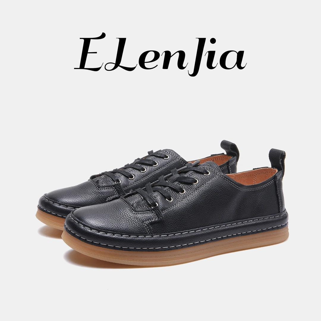 新款真皮透气系带复古男鞋板鞋男士英伦风低帮简约百搭休闲皮鞋