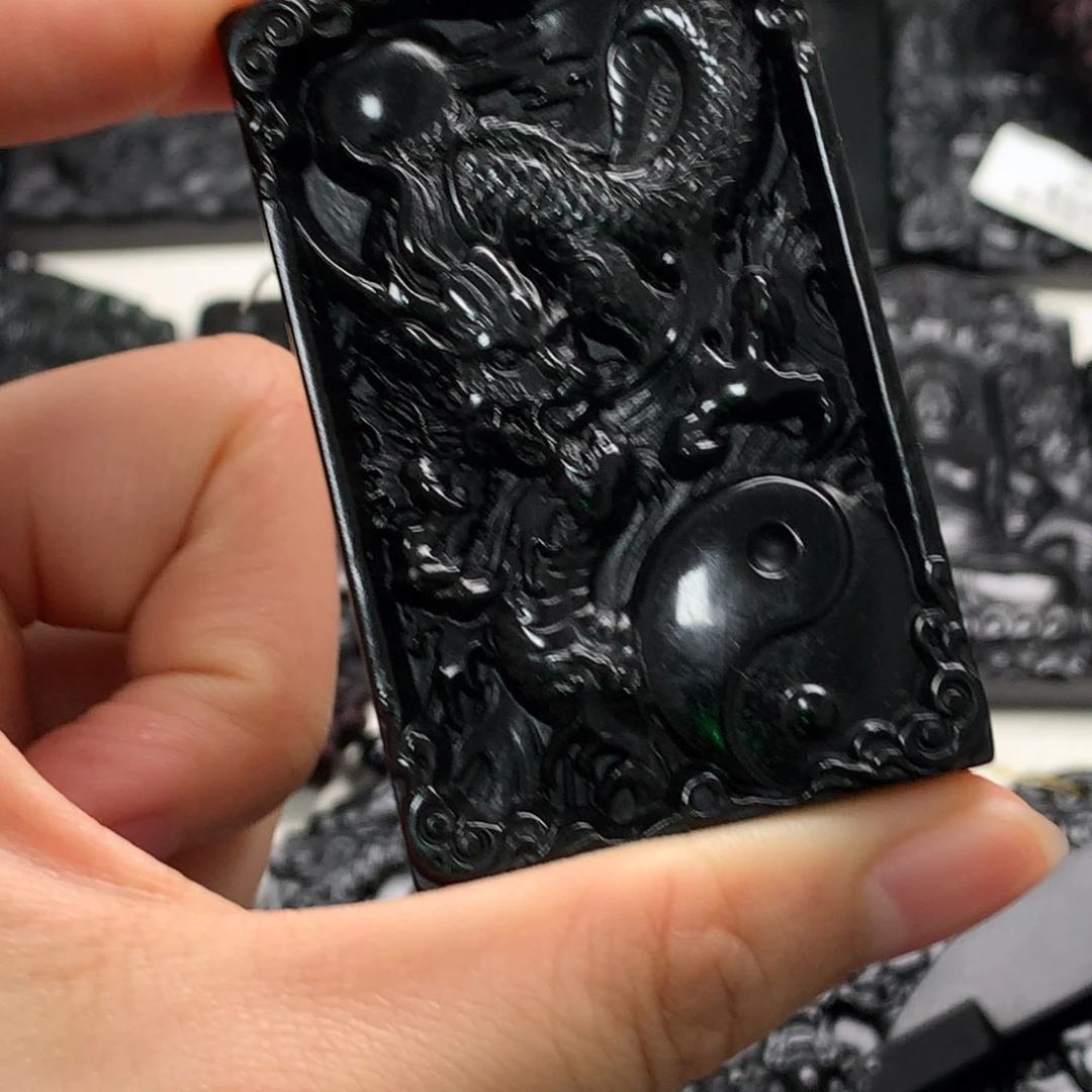 天然缅甸a货钢琴黑挂件