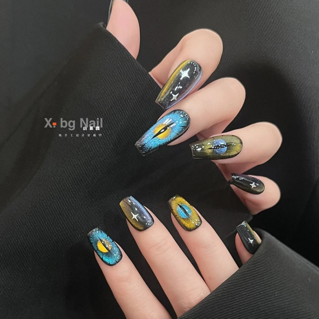 【哈基米】X_bg Nail小鼻嘎个性暗黑辣妹恶魔之眼穿戴甲多甲型