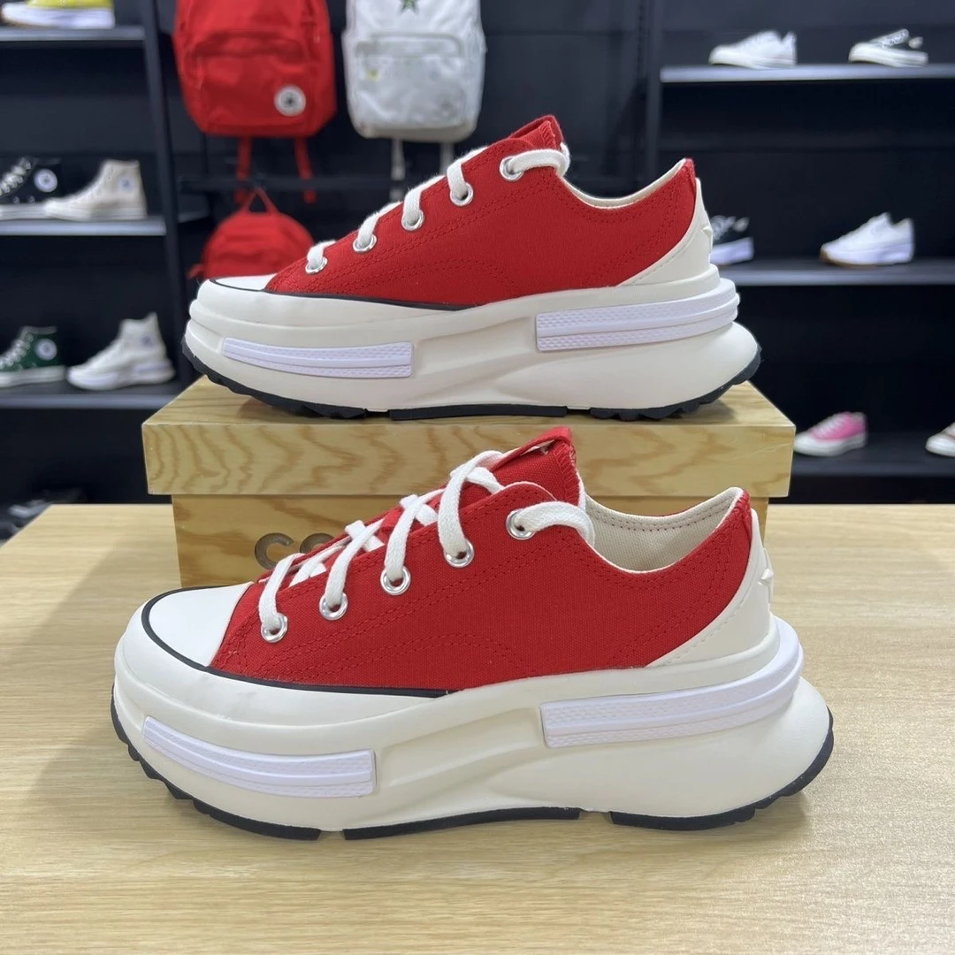 匡威CONVERSE2025新款RunStar厚底夹心增高新年红色帆布鞋A12589C