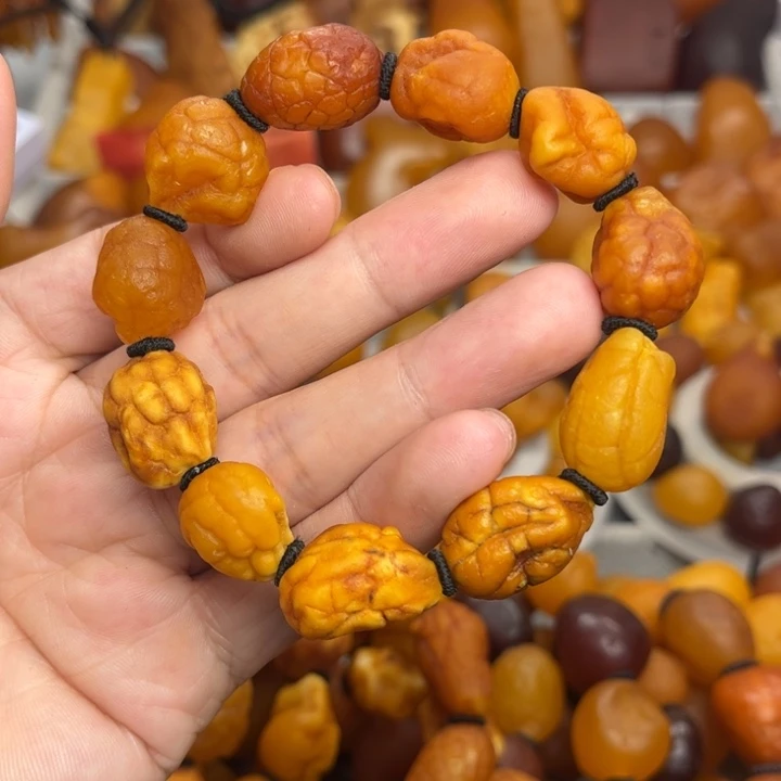 裸石琥珀未镶嵌天然蜜蜡手串
