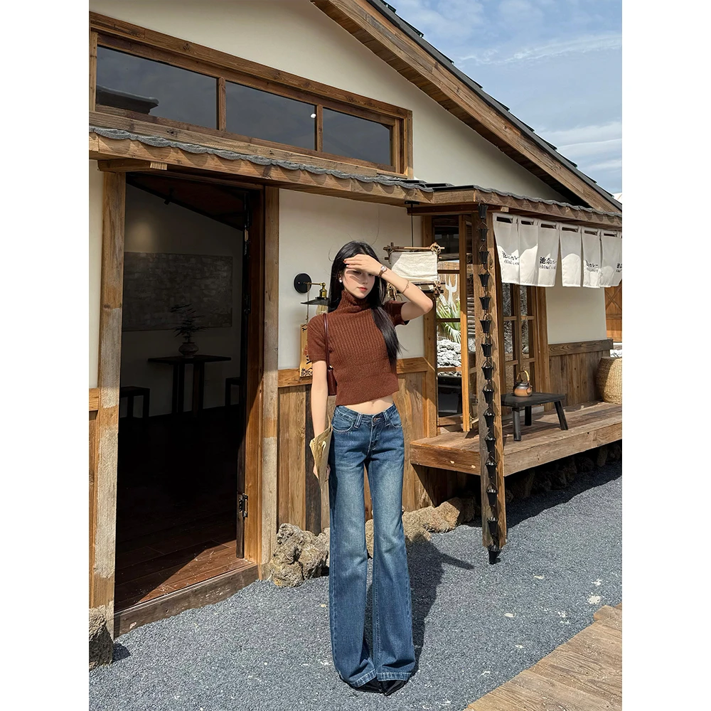 鲸屿Whale秋季穿搭直筒阔腿牛仔裤子女2025新款复古百搭拖地裤子