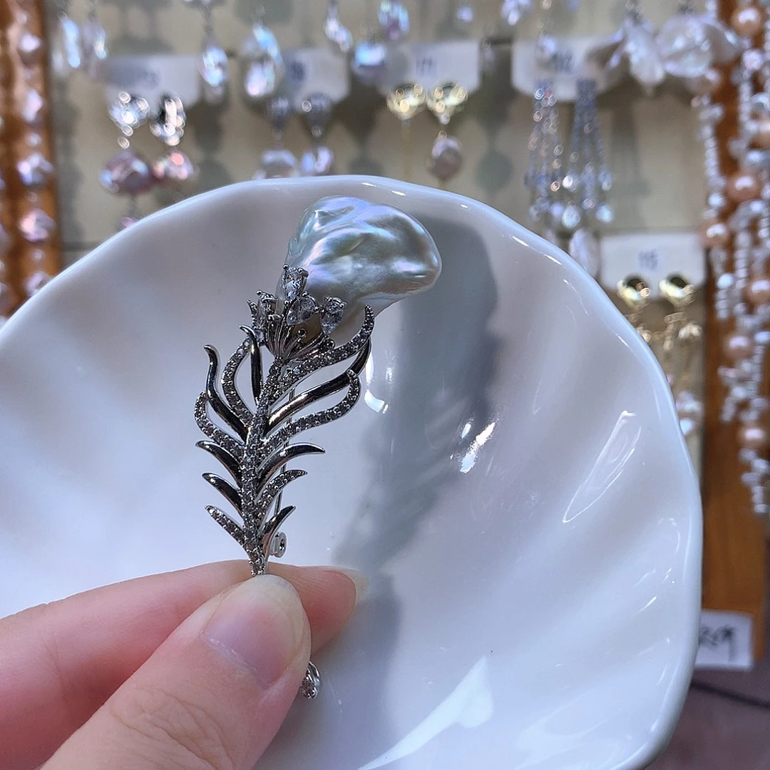 合金淡水珍珠耳饰特价胸针161