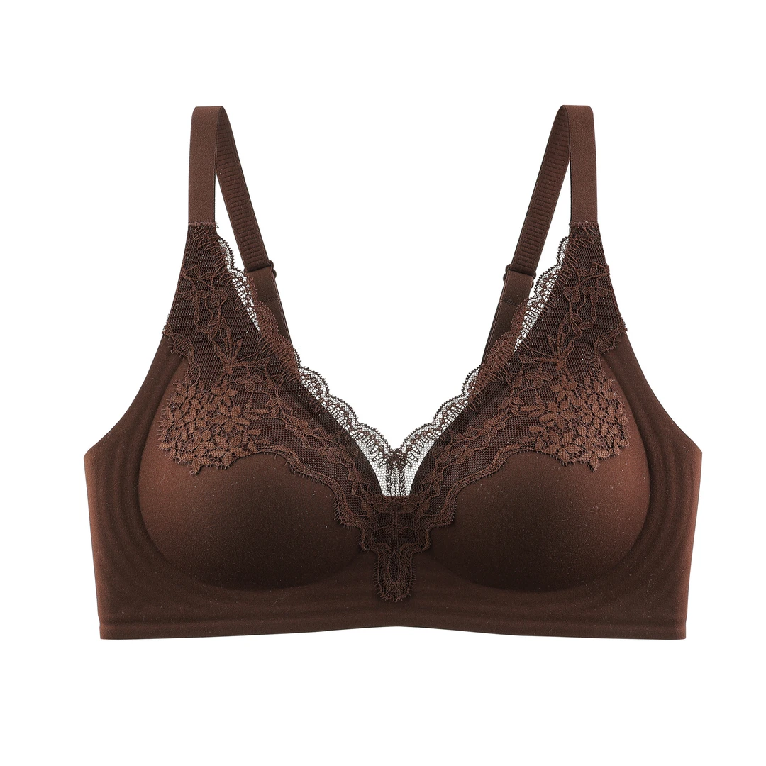 轻奢深V蕾丝无痕聚拢内衣女裸感性感薄杯果冻条软支撑无钢圈文胸