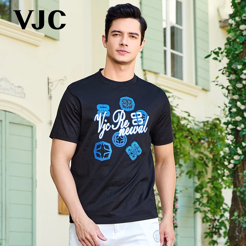 VJC/威杰思【专柜同款】2025夏季新款男装时尚潮流短袖T恤D25BA1721