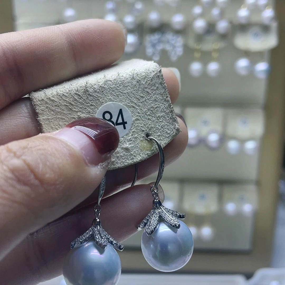 淡水珍珠耳饰银S925镶嵌