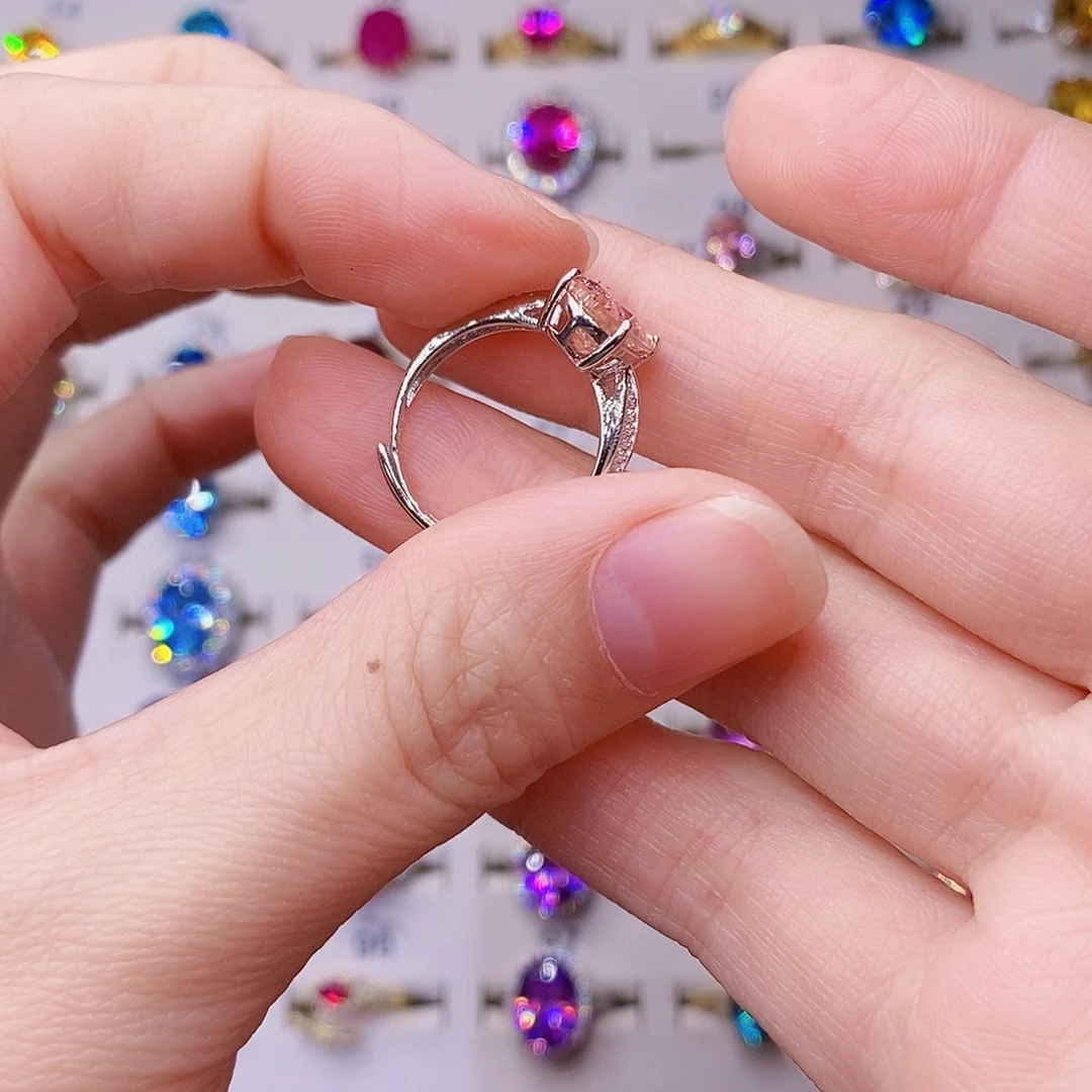 戒指红宝石银S925镶嵌死扣16不退