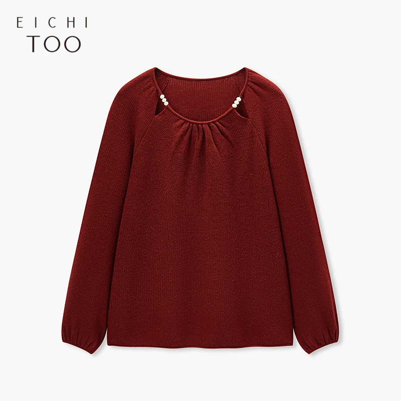 A爱居兔2025年春季新款设计感氛围感红毛衣长袖针织衫ENZAJ1Q001A