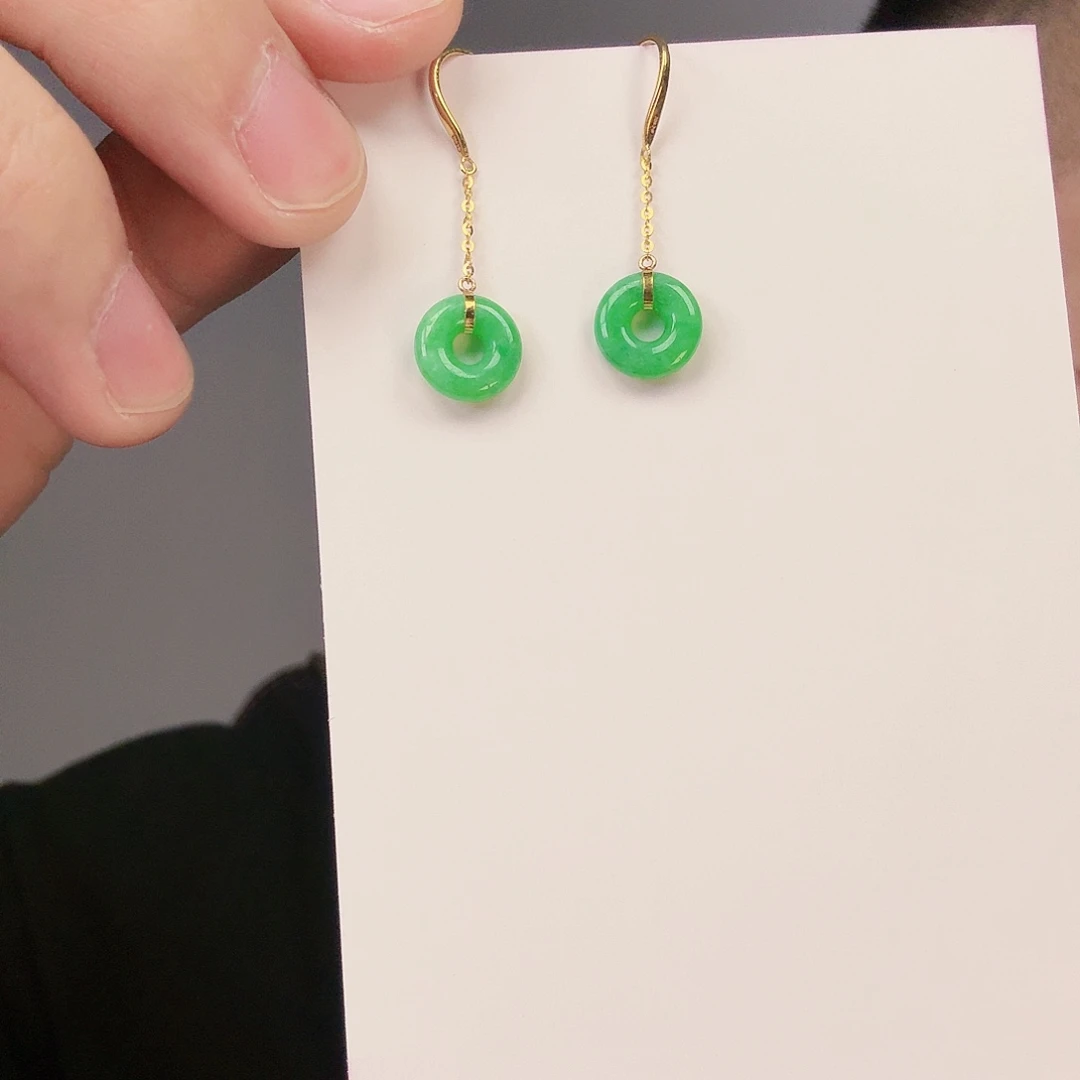 翡翠颈饰18K金镶嵌一对