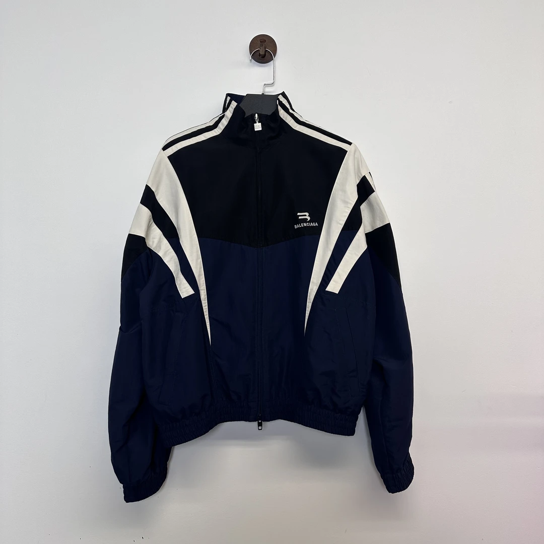 未使用 Balenciaga/巴黎世家 蓝色拼接运动服拉链外套/S码