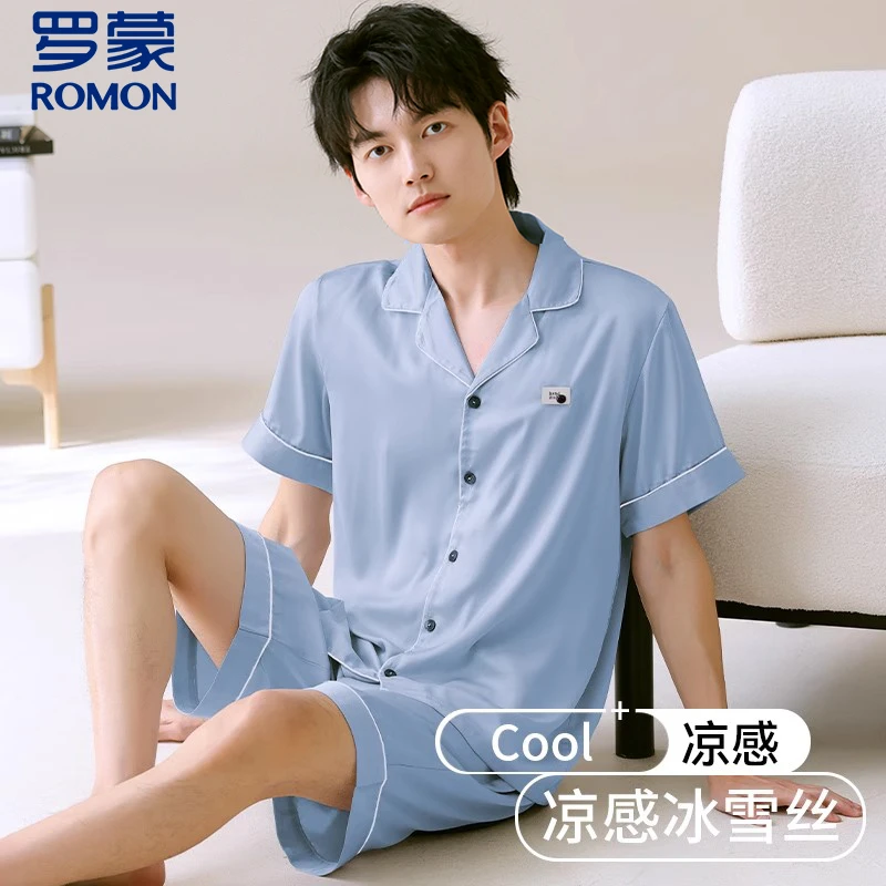 冰丝睡衣男士夏季短袖短裤薄款2025新款可外穿休闲家居服大码套装